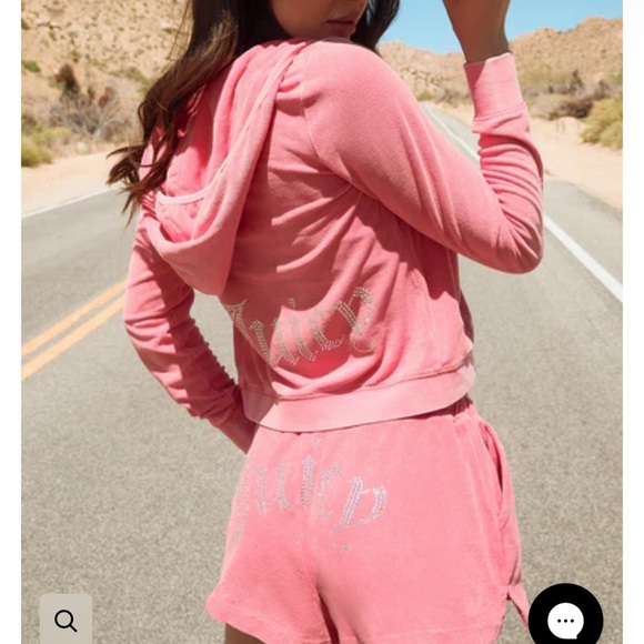 JUICY COUTURE POWDER PUFF VELOUR SET! Shorts and zip jacket! New! L - Picture 1 of 11